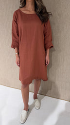 Red linen dress