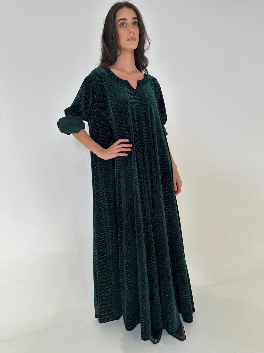 Green velvet kaftan