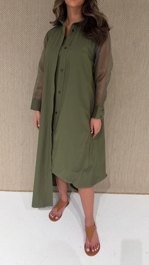 Army green overlap dress